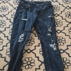 Old Navy Women's Distressed Dark Blue Skinny Jeans